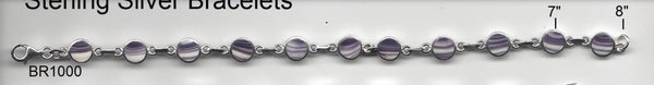BR1000 Round 8 Inches Wampum Sterling Silver Bracelet