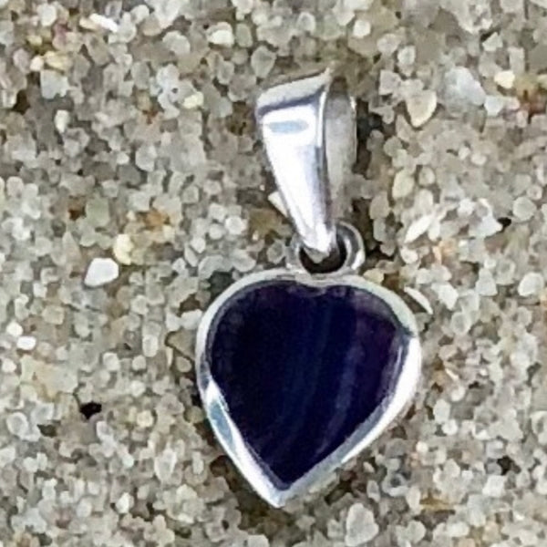 P1063 Small Heart Wampum Sterling Silver Inlay Pendant
