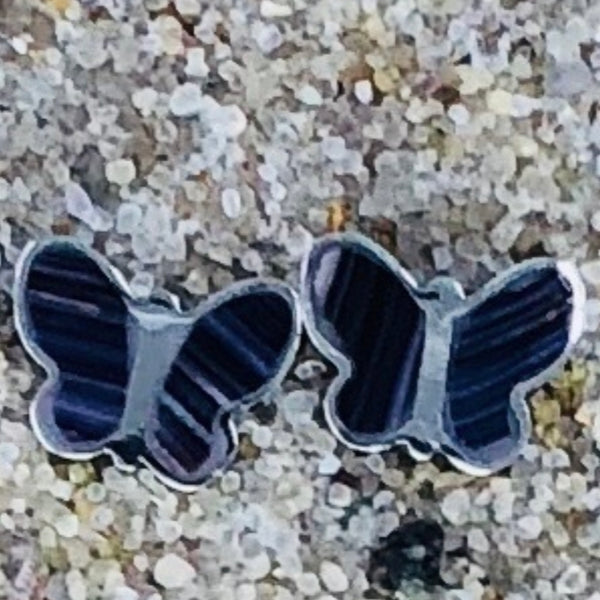 E1115 Butterfly Small Wampum Sterling Silver Earrings