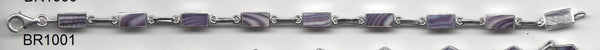BR1001 Rectangle 7.5 Inches Wampum Sterling Silver Bracelet