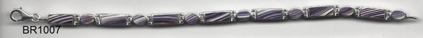 BR1007 Rectangle/Oval 7.5 Inches Wampum Sterling Silver Bracelet