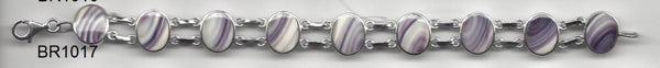BR1017 Oval 2 Bar 7.5 Inches Wampum Sterling Silver Bracelet