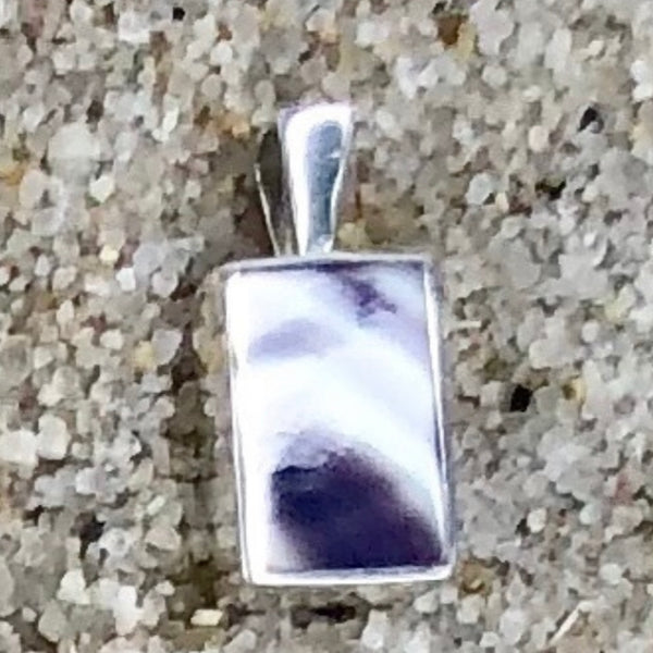 P1026 Rectangle Wampum Sterling Silver Inlay Pendant