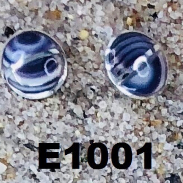 E1001 Split Round Stud Wampum Sterling Silver Earring