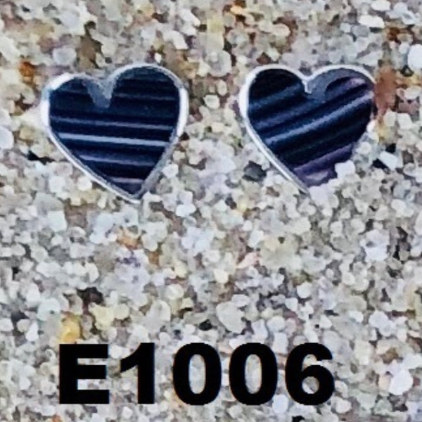 E1006 Heart Medium Stud Wampum Sterling Silver Earring