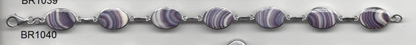 BR1040 Oval Medium 7 Inches Wampum Sterling Silver Bracelet