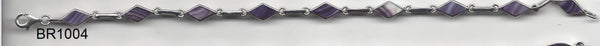 BR1004 Triangle 7.5 Inches Wampum Sterling Silver Bracelet