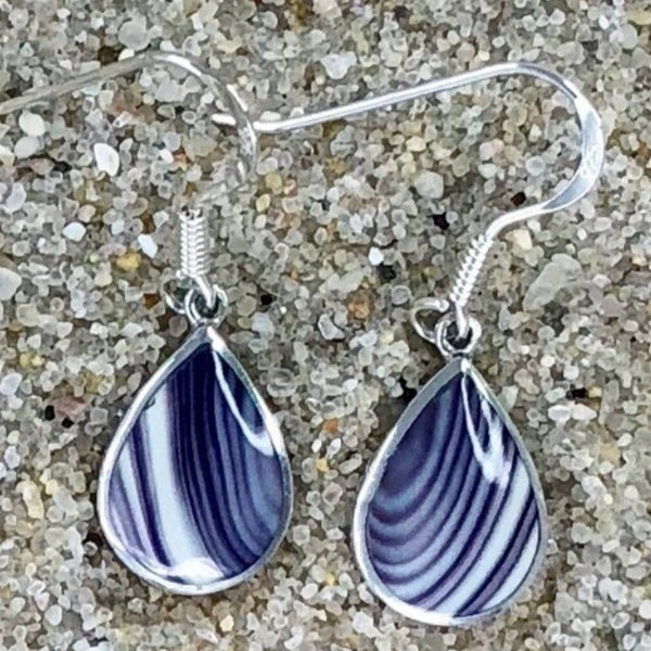 E1206 Medium Teardrop Wampum Sterling Silver Earrings
