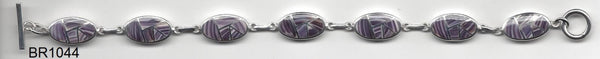 BR1044 Mosaic 7-7.5 Inches Wampum Sterling Silver Bracelet