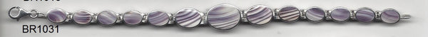 BR1031 Oval Graduated 7.25 Inches Wampum Sterling Silver Bracelet