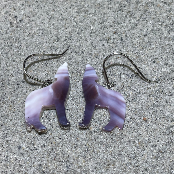 E3163 Wolf Wampum Sterling Silver Earrings