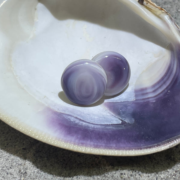 E3125 Round Large Studs Wampum Natural Earrings Sterling Silver