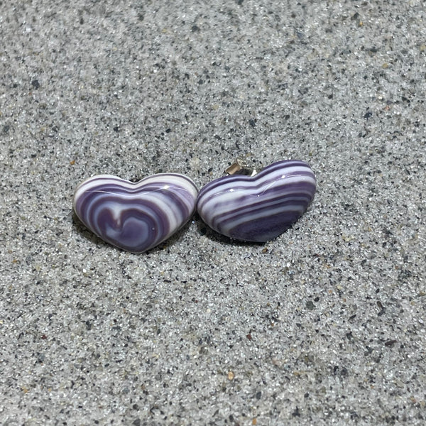 E3130 Heart Medium Studs Wampum Natural Earrings Sterling Silver