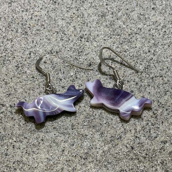 E3142 Fox Wampum Natural Earrings Sterling Silver