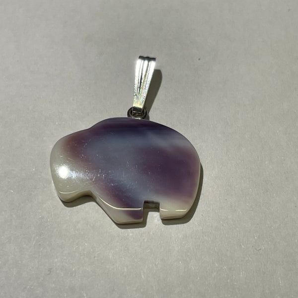 P3385 Bison Wampum Natural Sterling Silver Pendant