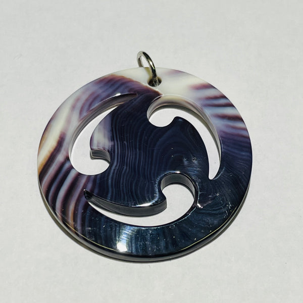 P3381 Wave Wampum Natural Sterling Silver Pendant