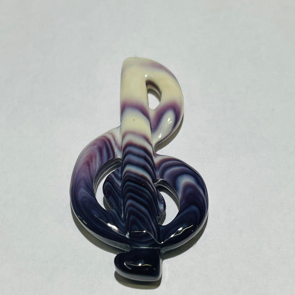 P3397 Music Clef Wampum Natural Sterling Silver Pendant