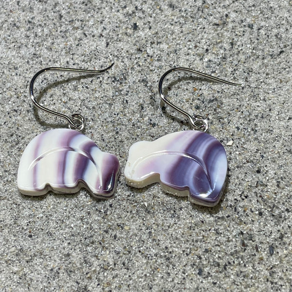 E3145 Bear Wampum Natural Earrings Sterling Silver
