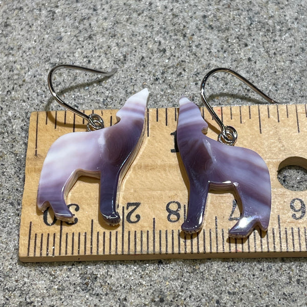 E3163 Wolf Wampum Sterling Silver Earrings