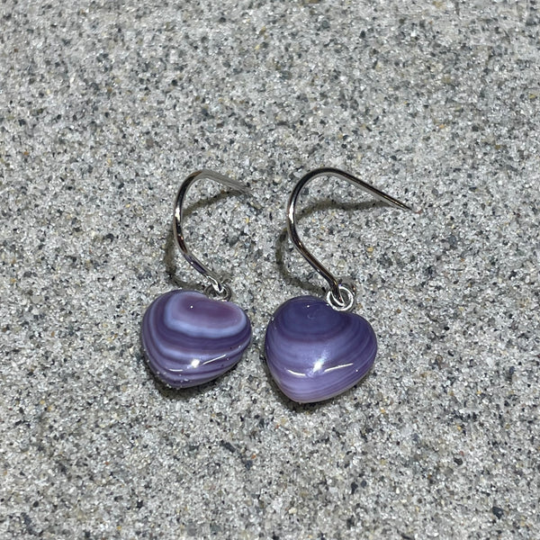 E3132 Heart Wampum Natural Earrings Sterling Silver