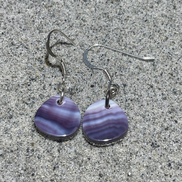 E3138 Free Form Small Wampum Natural Earrings Sterling Silver