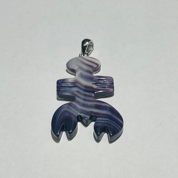 P3376 Lobster Wampum Natural Sterling Silver Pendant