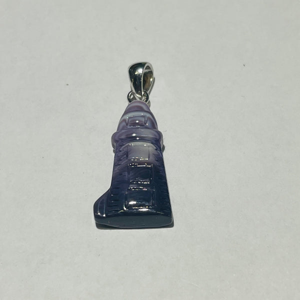 P3371 Lighthouse Small Wampum Natural Sterling Silver Pendant