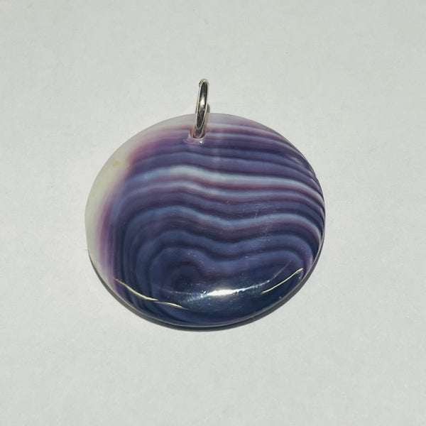 P3403 Round Disc 25mm Natural Sterling Silver Wampum Pendant