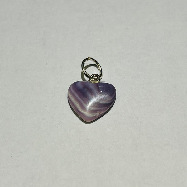 P3276 Heart Small Wampum Natural Sterling Silver Pendant