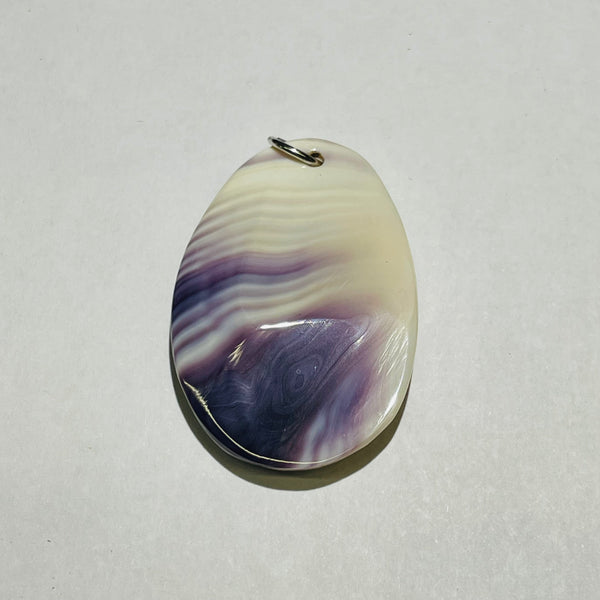 P3001 Free Form Large Wampum Natural Sterling Silver Pendant