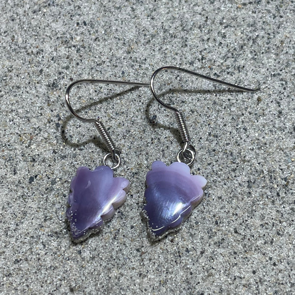E3102 Arrowhead Wampum Natural Earrings Sterling Silver