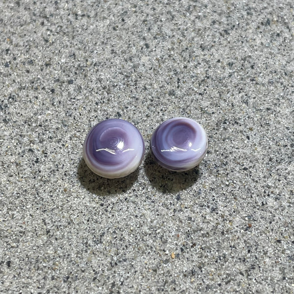 E3124 Round Small Stud Wampum Natural Earrings Sterling Silver