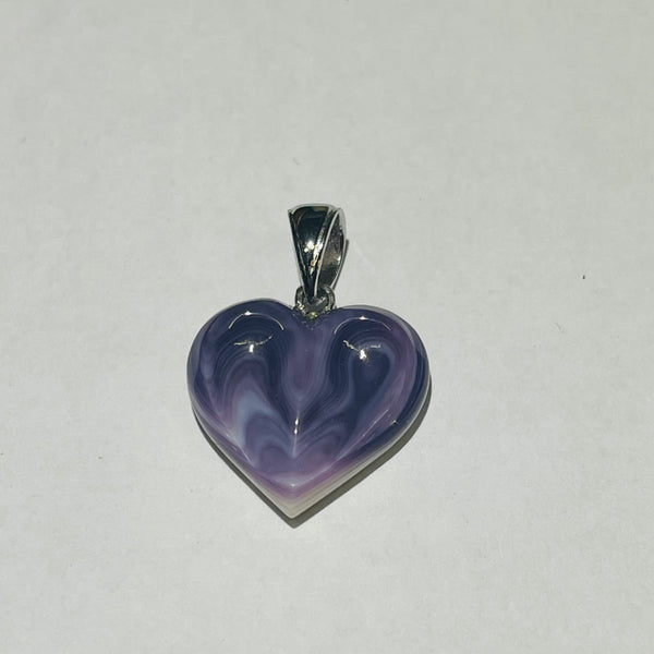P3409 Indented Heart Small Wampum Natural Sterling Silver Pendant