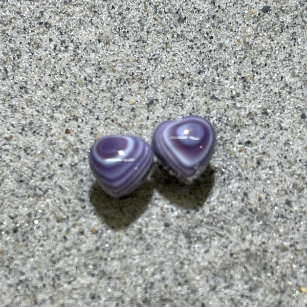 E3149 Heart Small Studs Wampum Natural Earrings Sterling Silver