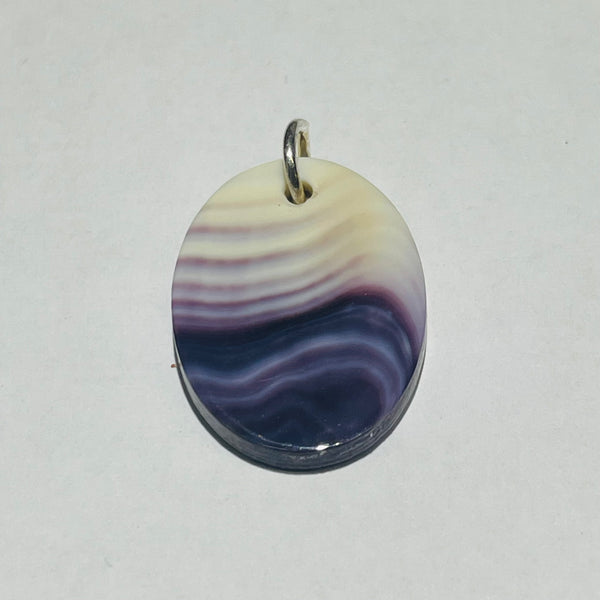 P3390 Free Form Medium Wampum Natural Sterling Silver Pendant