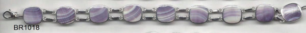 BR1018 Square 2 Bar 8 Inches Wampum Sterling Silver Bracelet