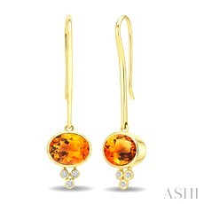 0.08 Ctw Bezel Diamond Drop Earrings in 14K Yellow Gold