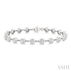 0.50 Ctw Bezel Station Diamond Bracelet in 14K White Gold