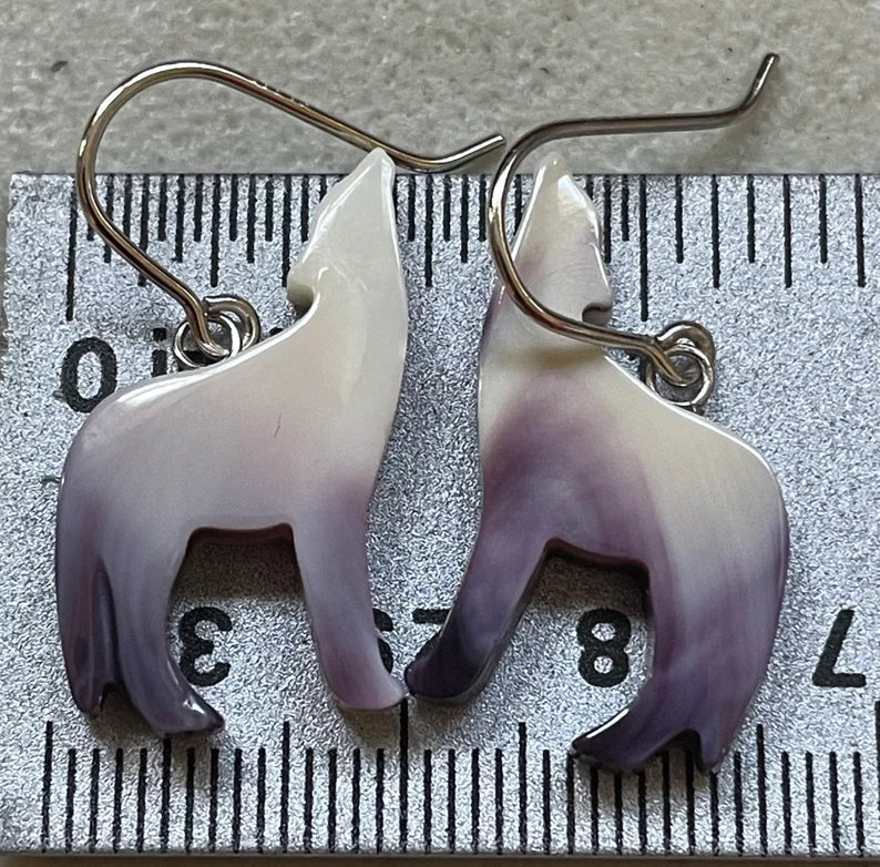 E3163 Wolf Wampum Sterling Silver Earrings