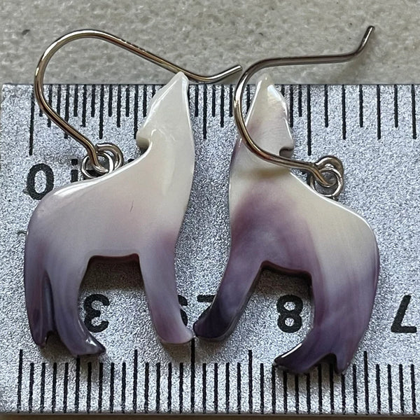 E3163 Wolf Wampum Sterling Silver Earrings