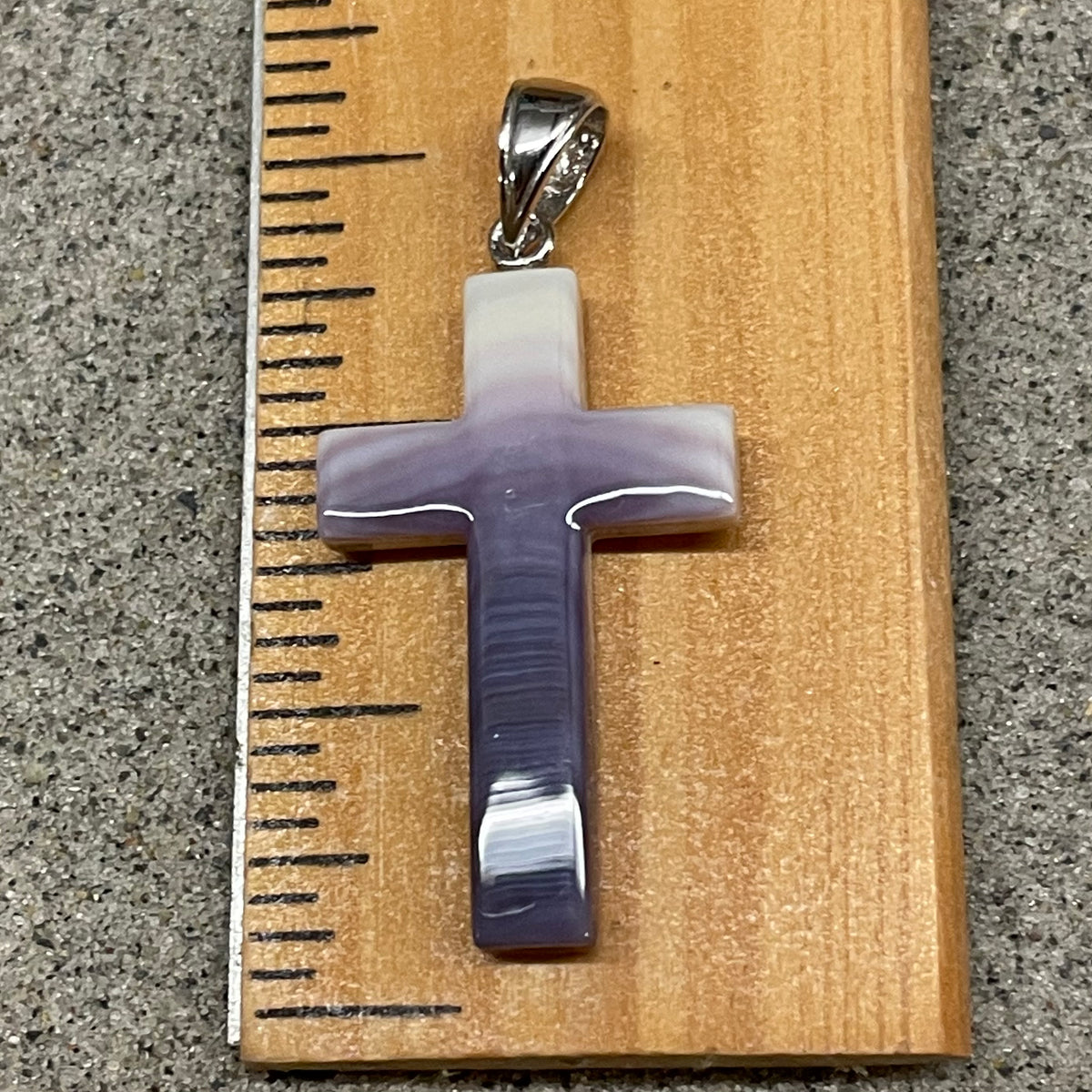 P3315 Cross Large Wampum Natural Sterling Silver Pendant