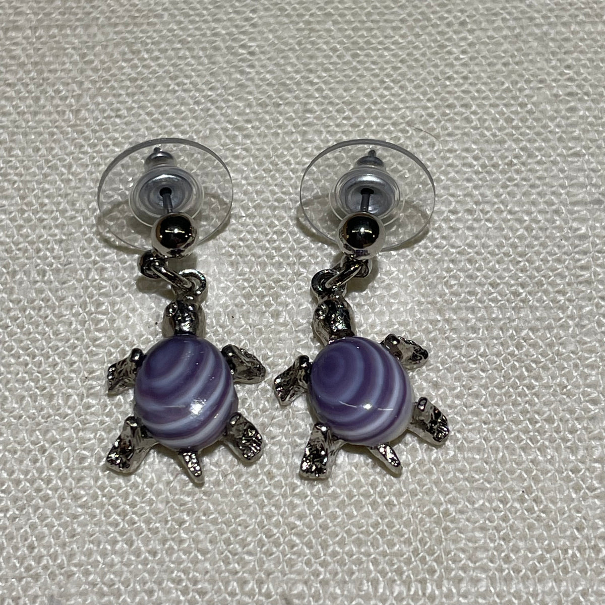 E317 Turtle Wampum Costume Earrings