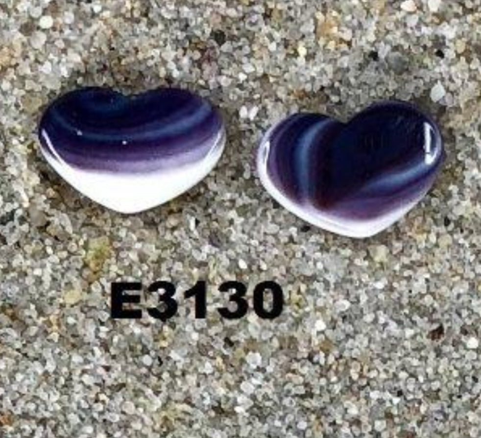 E3130 Heart Medium Studs Wampum Natural Earrings Sterling Silver