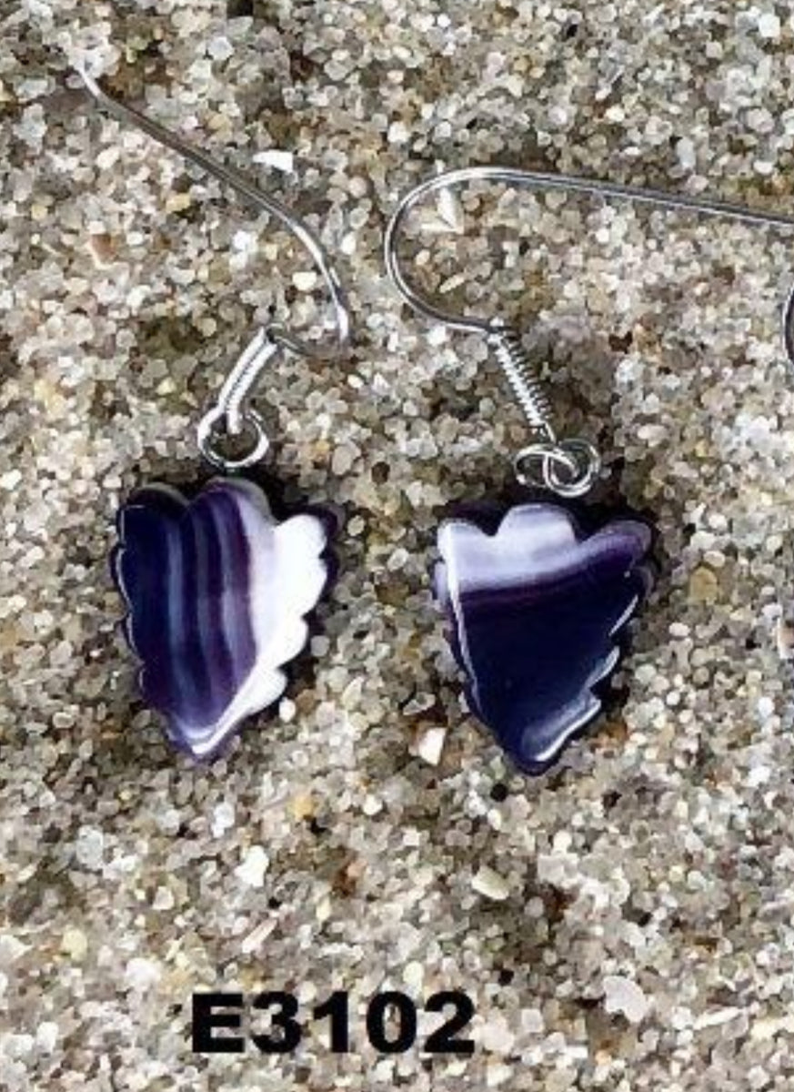 E3102 Arrowhead Wampum Natural Earrings Sterling Silver