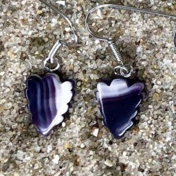 E3102 Arrowhead Wampum Natural Earrings Sterling Silver