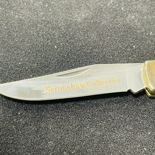 LB5 Ship Hand Etched Large Pocket Knife Scrimshaw Collection on Bovine Bone | F&F Inc.