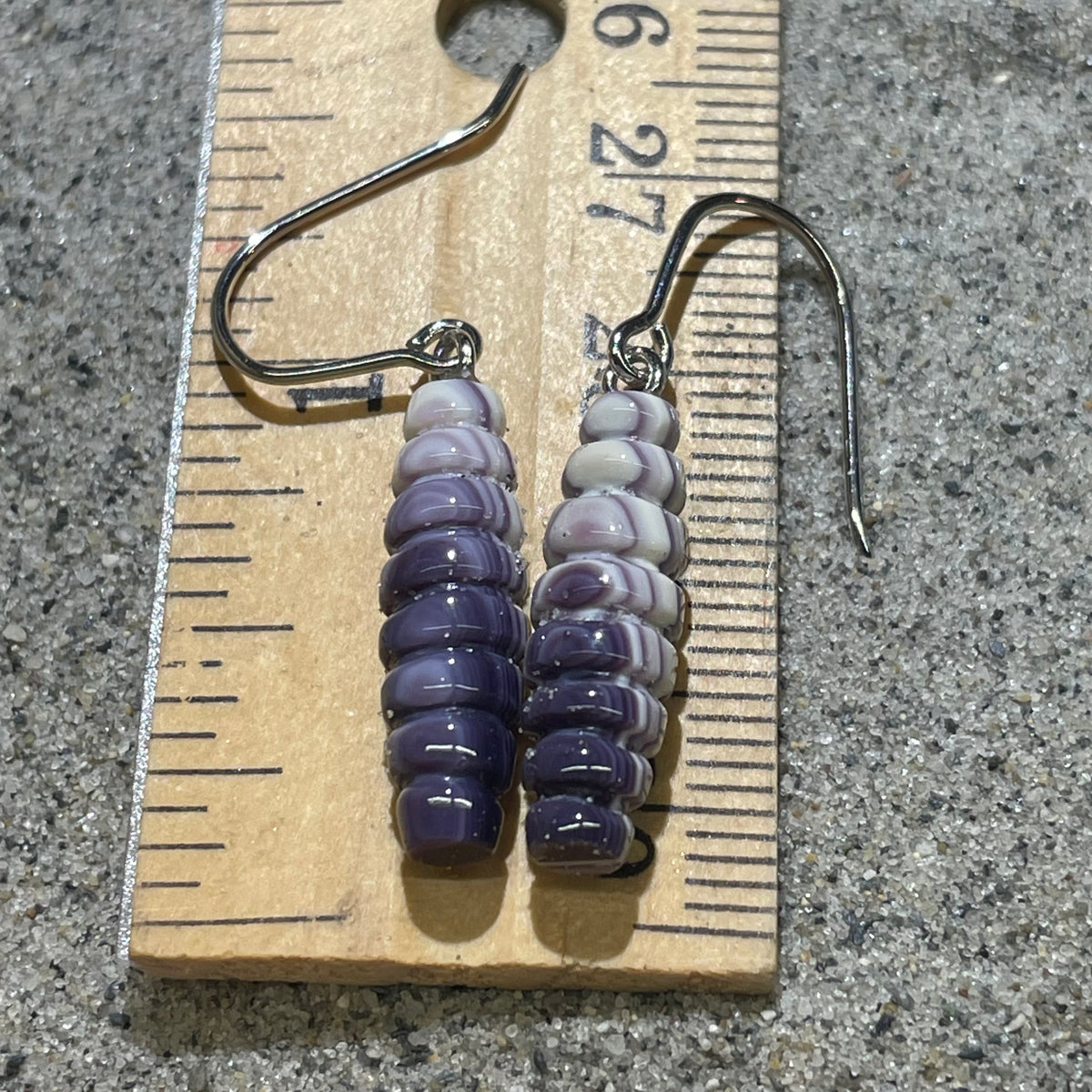 E3133 Maize/Corn Wampum Natural Earrings Sterling Silver