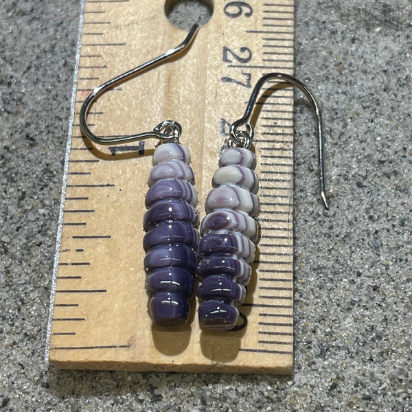 E3133 Maize/Corn Wampum Natural Earrings Sterling Silver