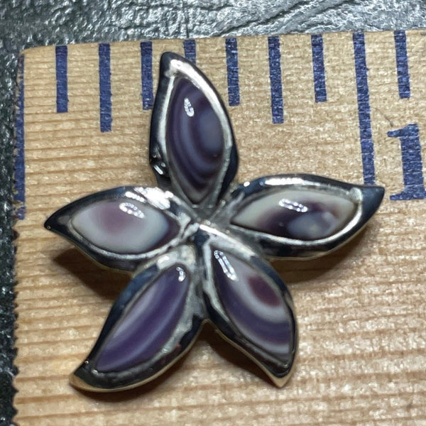 P1091 Flower Sterling Silver Wampum Inlay Pendant