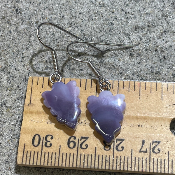 E3102 Arrowhead Wampum Natural Earrings Sterling Silver